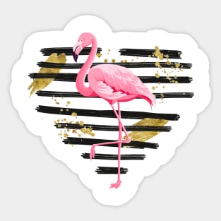 Flamingo with distressed heart Sticker